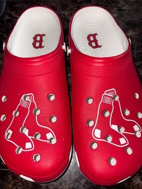 CROCS Red & White Boston Red Sox Logo Classic Clog